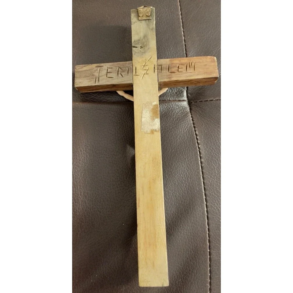 Jerusalem Olive Wood Crucifix INRI Holy Land Religious Wall Hand Carved 9